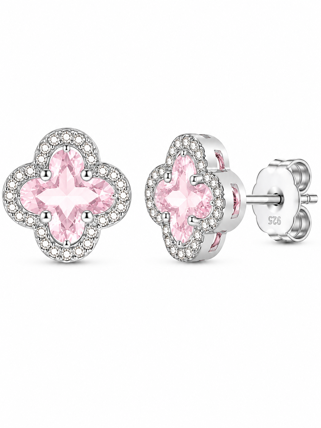 Aros Trébol Rosa con Circones