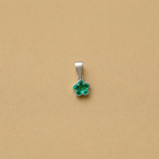 Dije Flor Verde con Circón