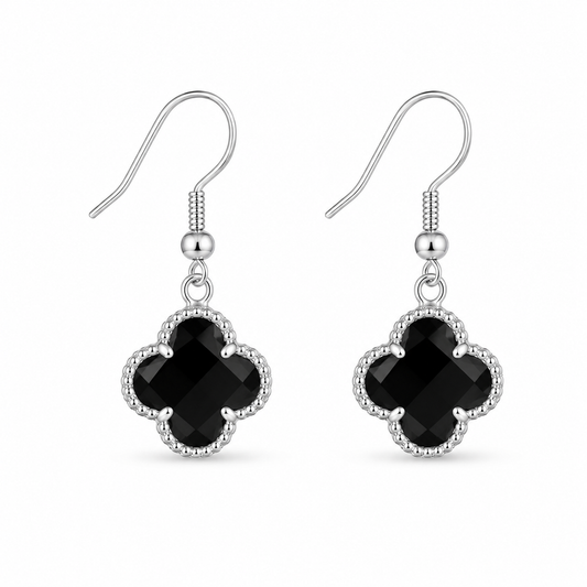 Aros Colgantes Flor Negra