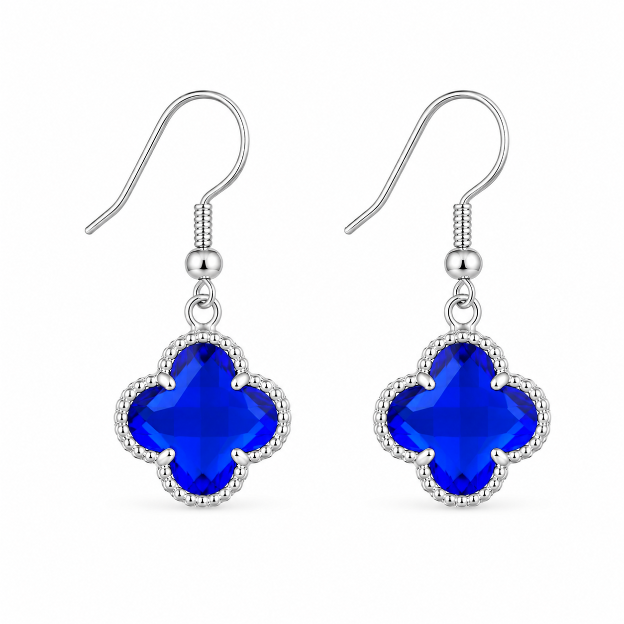 Aros Colgantes Flor Azul Rey