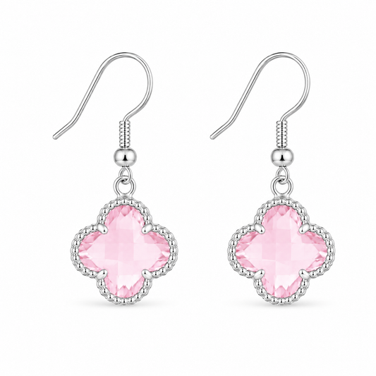 Aros Colgantes Flor Rosa