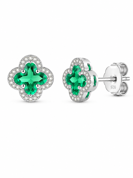 Aros Trébol Verde con Circones