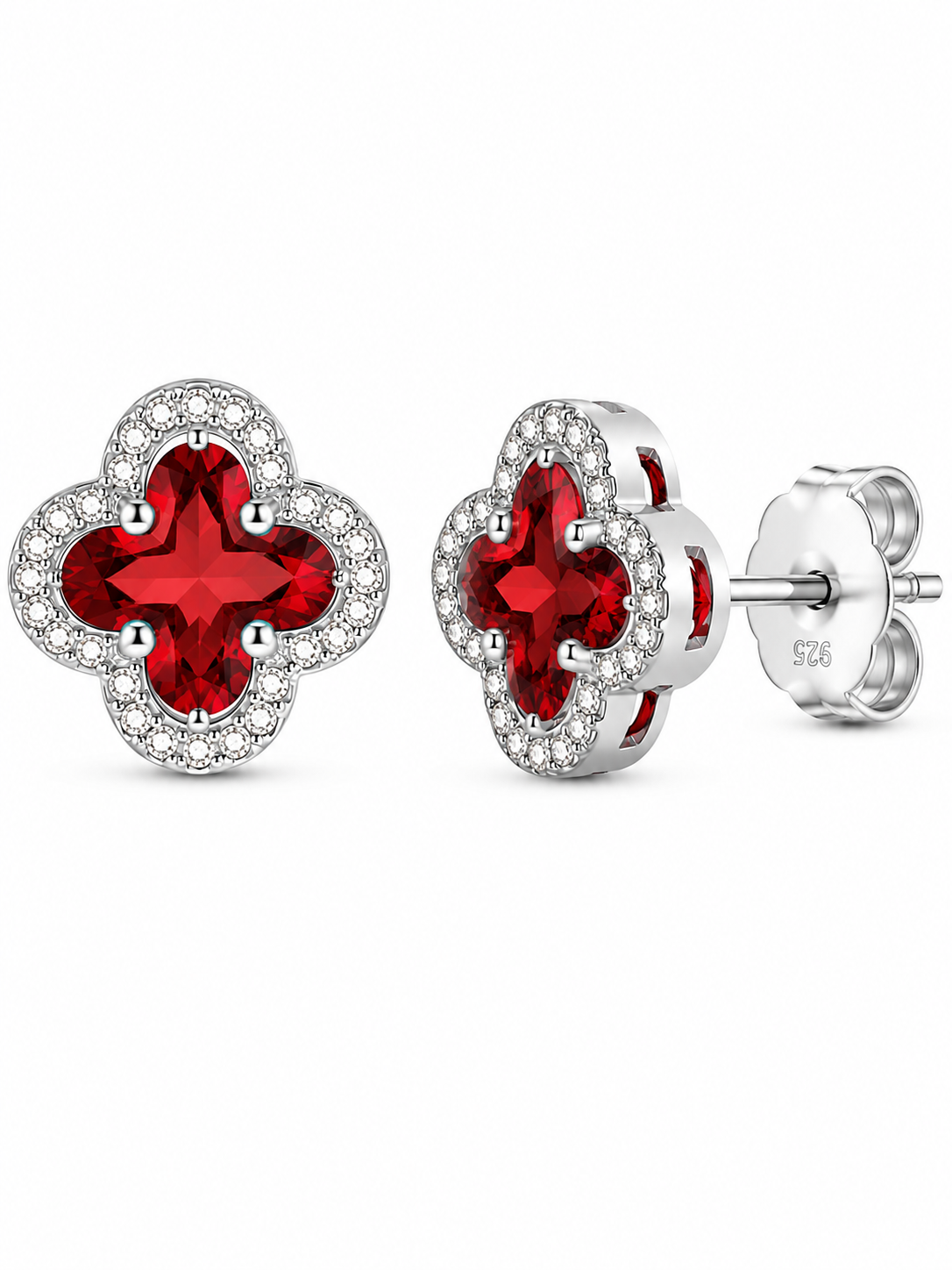 Aros Trébol Rojo con Circones