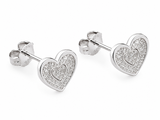 Aros Corazón Doble con Microcircones